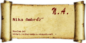 Nika Ambró névjegykártya